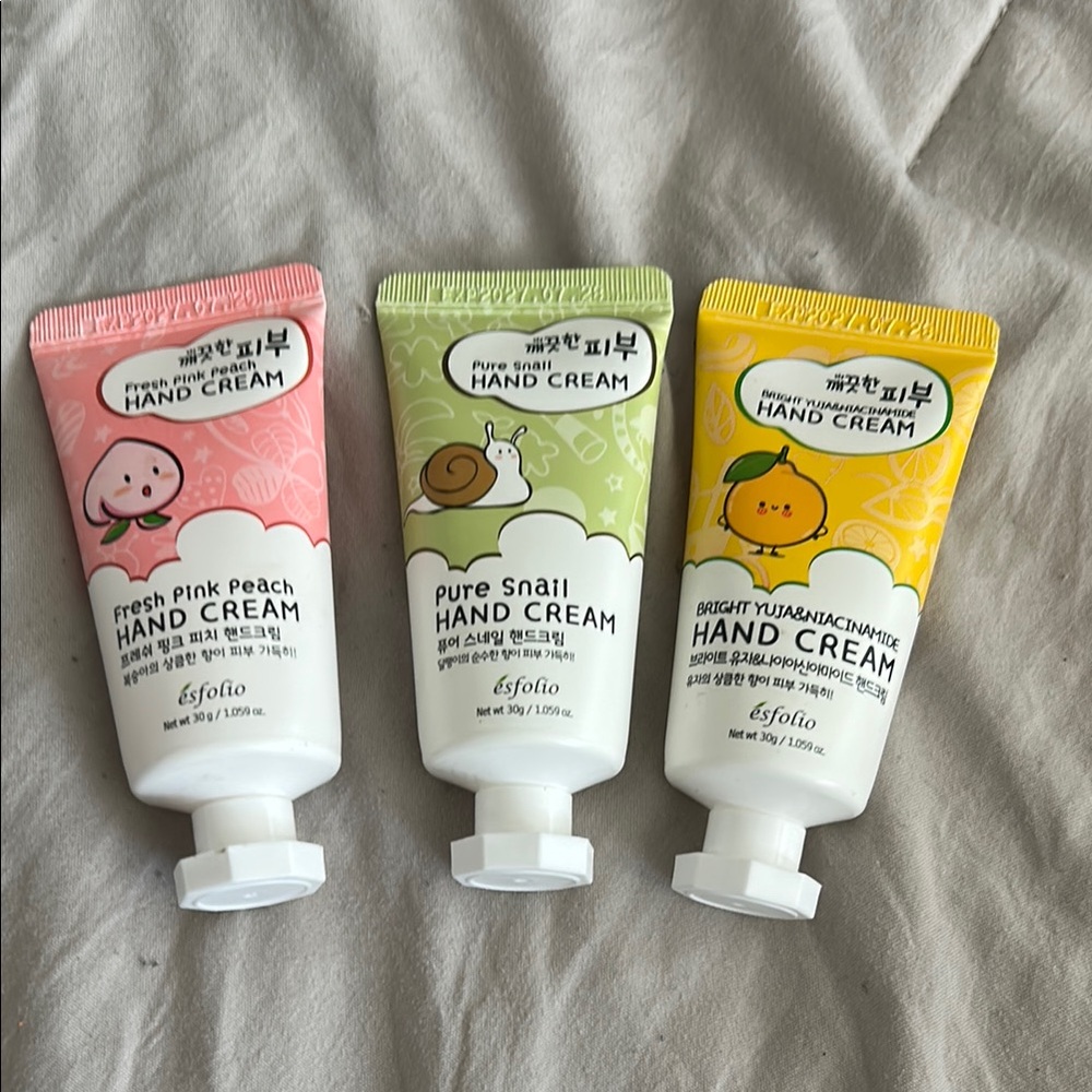 Hand Cream Trio - Pink, Green, Yellow